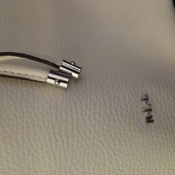 Women's Lauren Ralph Lauren Satchel Handbag; White with Grommets  21x13 - Picture 5 of 12